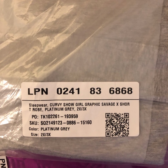 BNWT Savage Fenty Speed Racer Robe Night Gram Grey Large - Picture 4 of 4